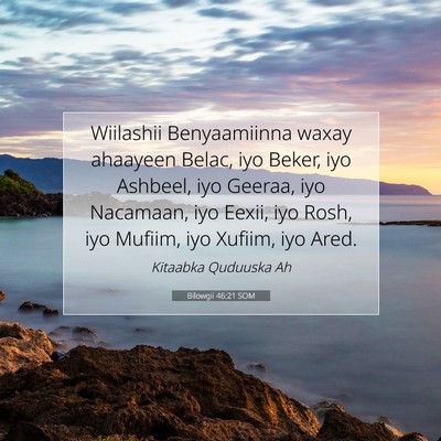 Picture 07 - Bilowgii 46:21 SOM - Wiilashii Benyaamiinna waxay ahaayeen Belac, iyo - Bible Verse Picture
