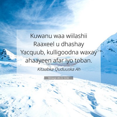 Picture 07 - Bilowgii 46:22 SOM - Kuwanu waa wiilashii Raaxeel u dhashay Yacquub, - Bible Verse Picture