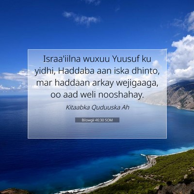 Picture 07 - Bilowgii 46:30 SOM - Israa'iilna wuxuu Yuusuf ku yidhi, Haddaba aan - Bible Verse Picture