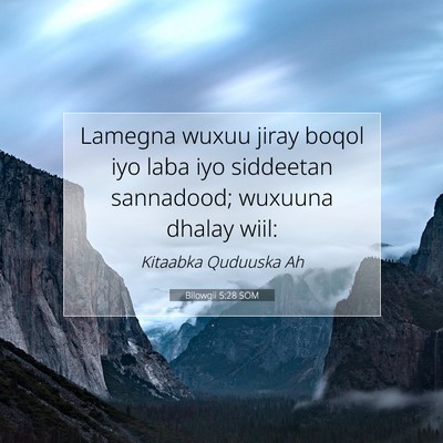 Picture 07 - Bilowgii 5:28 SOM - Lamegna wuxuu jiray boqol iyo laba iyo siddeetan - Bible Verse Picture