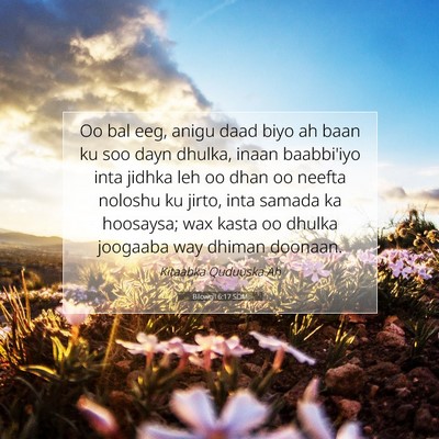 Picture 07 - Bilowgii 6:17 SOM - Oo bal eeg, anigu daad biyo ah baan ku soo dayn - Bible Verse Picture