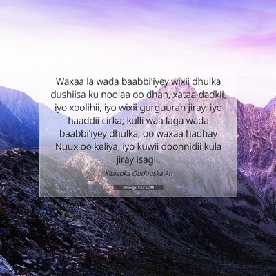 Picture 07 - Bilowgii 7:23 SOM - Waxaa la wada baabbi'iyey wixii dhulka dushiisa - Bible Verse Picture