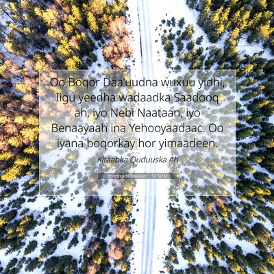 Picture 07 - Boqorradii Kowaad 1:32 SOM - Oo Boqor Daa'uudna wuxuu yidhi, Iigu yeedha - Bible Verse Picture