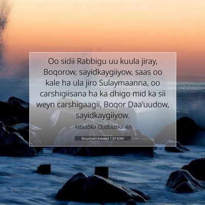 Picture 07 - Boqorradii Kowaad 1:37 SOM - Oo sidii Rabbigu uu kuula jiray, Boqorow, - Bible Verse Picture