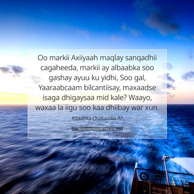 Picture 07 - Boqorradii Kowaad 14:6 SOM - Oo markii Axiiyaah maqlay sanqadhii cagaheeda, - Bible Verse Picture