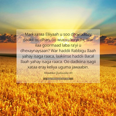 Picture 07 - Boqorradii Kowaad 18:21 SOM - Markaasaa Eliiyaah u soo dhowaaday dadkii oo - Bible Verse Picture