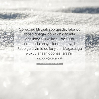 Picture 07 - Boqorradii Kowaad 18:31 SOM - Oo wuxuu Eliiyaah soo qaaday laba iyo toban - Bible Verse Picture