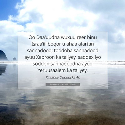 Picture 07 - Boqorradii Kowaad 2:11 SOM - Oo Daa'uudna wuxuu reer binu Israa'iil boqor u - Bible Verse Picture