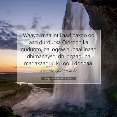 Picture 07 - Boqorradii Kowaad 2:37 SOM - Waayo, maalintii aad baxdo oo aad durdurka - Bible Verse Picture