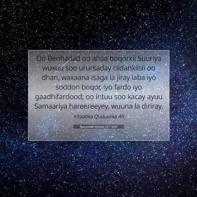 Picture 07 - Boqorradii Kowaad 20:1 SOM - Oo Benhadad oo ahaa boqorkii Suuriya wuxuu soo - Bible Verse Picture