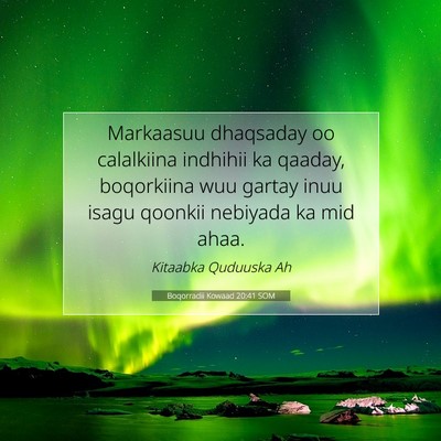 Picture 07 - Boqorradii Kowaad 20:41 SOM - Markaasuu dhaqsaday oo calalkiina indhihii ka - Bible Verse Picture