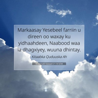 Picture 07 - Boqorradii Kowaad 21:14 SOM - Markaasay Yesebeel farriin u direen oo waxay ku - Bible Verse Picture
