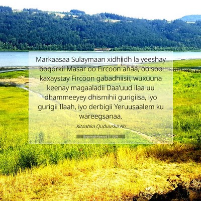 Picture 07 - Boqorradii Kowaad 3:1 SOM - Markaasaa Sulaymaan xidhiidh la yeeshay boqorkii - Bible Verse Picture