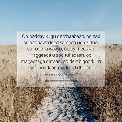 Picture 07 - Boqorradii Kowaad 8:35 SOM - Oo hadday kugu dembaabaan, oo aad sidaas aawadeed - Bible Verse Picture