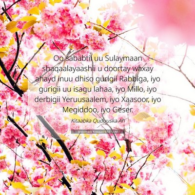 Picture 07 - Boqorradii Kowaad 9:15 SOM - Oo sababtii uu Sulaymaan shaqaalayaashii u - Bible Verse Picture