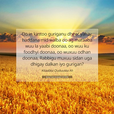 Picture 07 - Boqorradii Kowaad 9:8 SOM - Oo in kastoo guriganu dheer yahay, haddana mid - Bible Verse Picture