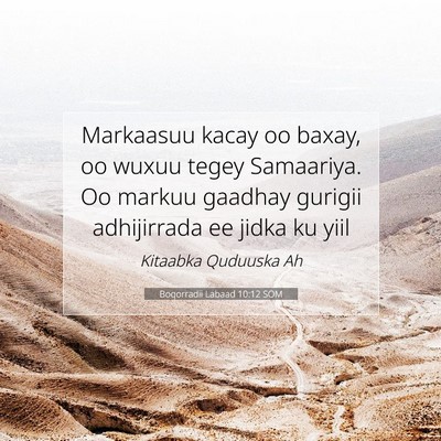 Picture 07 - Boqorradii Labaad 10:12 SOM - Markaasuu kacay oo baxay, oo wuxuu tegey - Bible Verse Picture