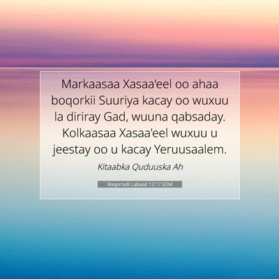 Picture 07 - Boqorradii Labaad 12:17 SOM - Markaasaa Xasaa'eel oo ahaa boqorkii Suuriya - Bible Verse Picture