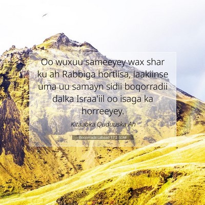 Picture 07 - Boqorradii Labaad 17:2 SOM - Oo wuxuu sameeyey wax shar ku ah Rabbiga - Bible Verse Picture