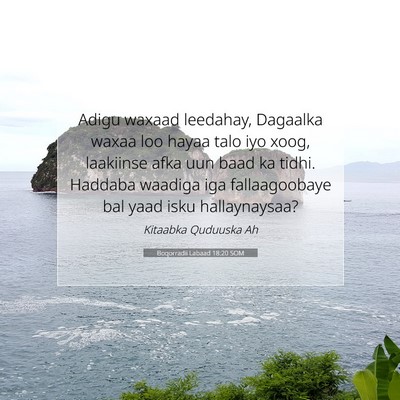 Picture 07 - Boqorradii Labaad 18:20 SOM - Adigu waxaad leedahay, Dagaalka waxaa loo hayaa - Bible Verse Picture