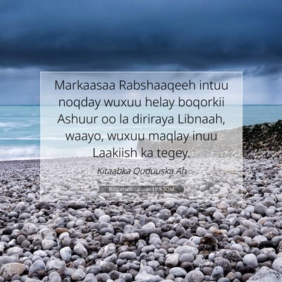 Picture 07 - Boqorradii Labaad 19:8 SOM - Markaasaa Rabshaaqeeh intuu noqday wuxuu helay - Bible Verse Picture