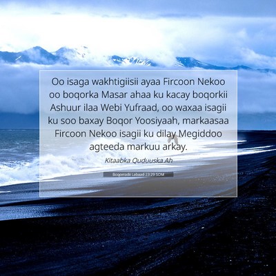 Picture 07 - Boqorradii Labaad 23:29 SOM - Oo isaga wakhtigiisii ayaa Fircoon Nekoo oo - Bible Verse Picture