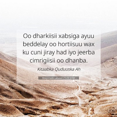 Picture 07 - Boqorradii Labaad 25:29 SOM - Oo dharkiisii xabsiga ayuu beddelay oo hortiisuu - Bible Verse Picture