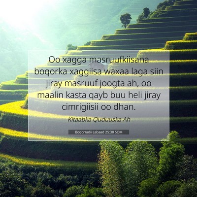 Picture 07 - Boqorradii Labaad 25:30 SOM - Oo xagga masruufkiisana boqorka xaggiisa waxaa - Bible Verse Picture
