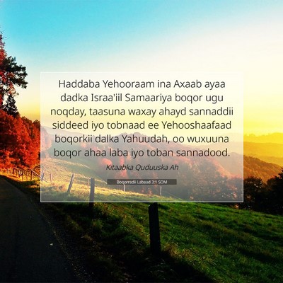 Picture 07 - Boqorradii Labaad 3:1 SOM - Haddaba Yehooraam ina Axaab ayaa dadka Israa'iil - Bible Verse Picture