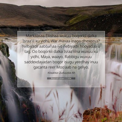 Picture 07 - Boqorradii Labaad 3:13 SOM - Markaasaa Eliishaa wuxuu boqorkii dalka Israa'iil - Bible Verse Picture