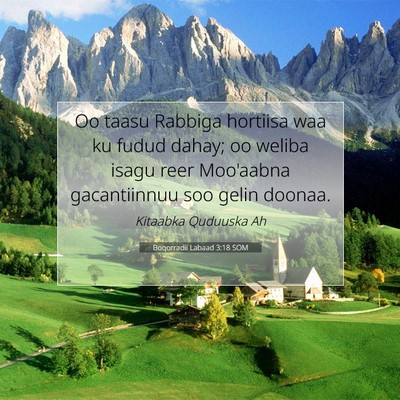 Picture 07 - Boqorradii Labaad 3:18 SOM - Oo taasu Rabbiga hortiisa waa ku fudud dahay; oo - Bible Verse Picture