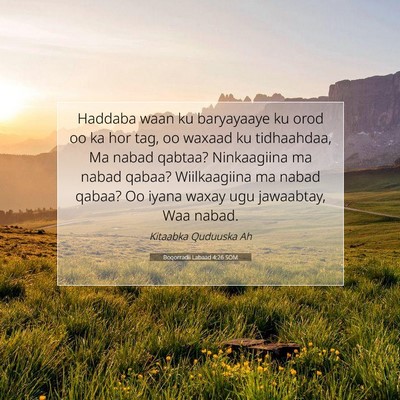 Picture 07 - Boqorradii Labaad 4:26 SOM - Haddaba waan ku baryayaaye ku orod oo ka hor tag, - Bible Verse Picture