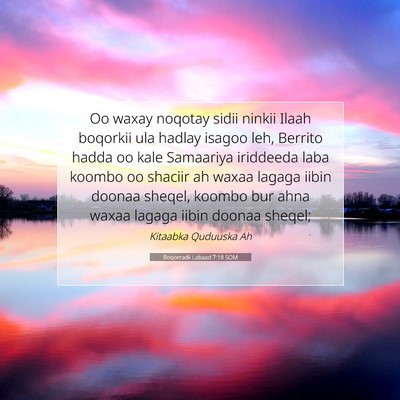 Picture 07 - Boqorradii Labaad 7:18 SOM - Oo waxay noqotay sidii ninkii Ilaah boqorkii ula - Bible Verse Picture