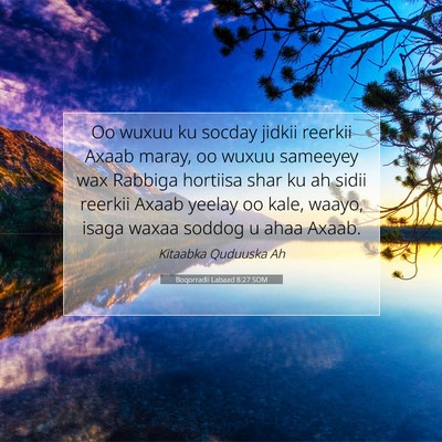 Picture 07 - Boqorradii Labaad 8:27 SOM - Oo wuxuu ku socday jidkii reerkii Axaab maray, oo - Bible Verse Picture