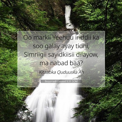 Picture 07 - Boqorradii Labaad 9:31 SOM - Oo markii Yeehuu iriddii ka soo galay ayay tidhi, - Bible Verse Picture