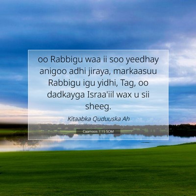 Picture 07 - Caamoos 7:15 SOM - oo Rabbigu waa ii soo yeedhay anigoo adhi jiraya, - Bible Verse Picture