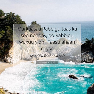Picture 07 - Caamoos 7:3 SOM - Markaasaa Rabbigu taas ka soo noqday, oo Rabbigu - Bible Verse Picture