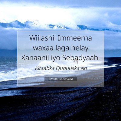 Picture 07 - Cesraa 10:20 SOM - Wiilashii Immeerna waxaa laga helay Xanaanii iyo - Bible Verse Picture