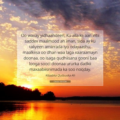 Picture 07 - Cesraa 10:8 SOM - Oo waxay yidhaahdeen, Ku alla kii aan intii - Bible Verse Picture