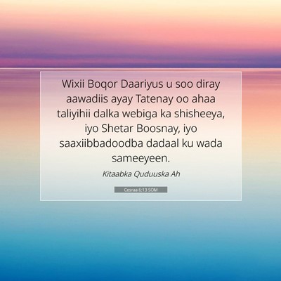 Picture 07 - Cesraa 6:13 SOM - Wixii Boqor Daariyus u soo diray aawadiis ayay - Bible Verse Picture