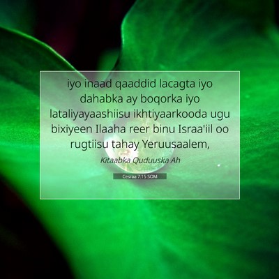 Picture 07 - Cesraa 7:15 SOM - iyo inaad qaaddid lacagta iyo dahabka ay boqorka - Bible Verse Picture