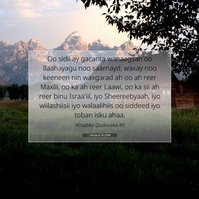 Picture 07 - Cesraa 8:18 SOM - Oo sidii ay gacanta wanaagsan oo Ilaahayagu noo - Bible Verse Picture