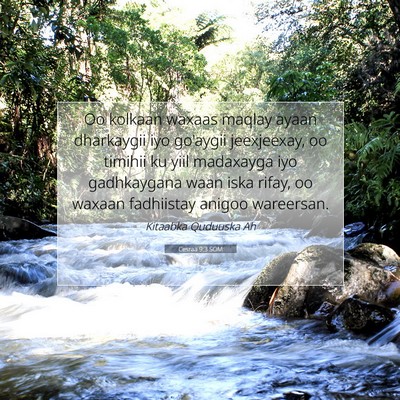 Picture 07 - Cesraa 9:3 SOM - Oo kolkaan waxaas maqlay ayaan dharkaygii iyo - Bible Verse Picture