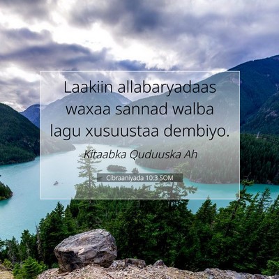 Picture 07 - Cibraaniyada 10:3 SOM - Laakiin allabaryadaas waxaa sannad walba lagu - Bible Verse Picture