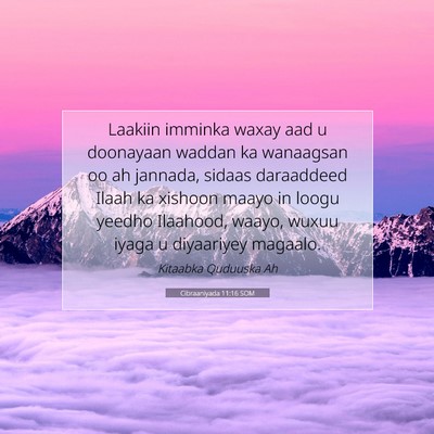 Picture 07 - Cibraaniyada 11:16 SOM - Laakiin imminka waxay aad u doonayaan waddan ka - Bible Verse Picture