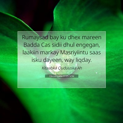 Picture 07 - Cibraaniyada 11:29 SOM - Rumaysad bay ku dhex mareen Badda Cas sidii dhul - Bible Verse Picture