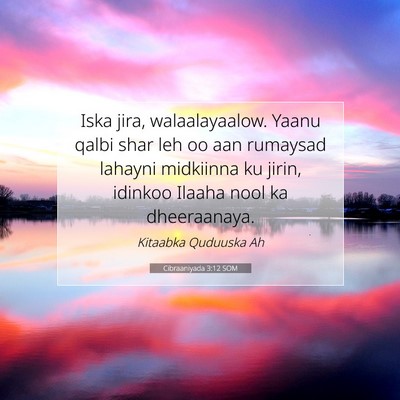 Picture 07 - Cibraaniyada 3:12 SOM - Iska jira, walaalayaalow. Yaanu qalbi shar leh oo - Bible Verse Picture