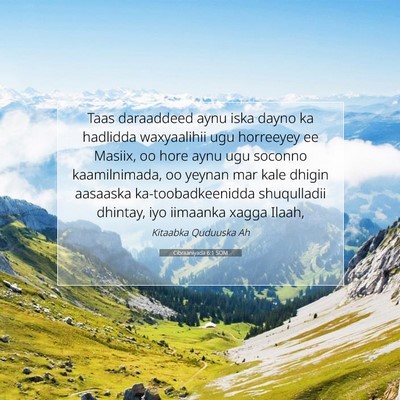 Picture 07 - Cibraaniyada 6:1 SOM - Taas daraaddeed aynu iska dayno ka hadlidda - Bible Verse Picture