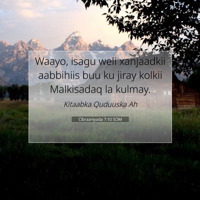 Picture 07 - Cibraaniyada 7:10 SOM - Waayo, isagu weli xanjaadkii aabbihiis buu ku - Bible Verse Picture