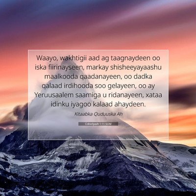 Picture 07 - Cobadyaah 1:11 SOM - Waayo, wakhtigii aad ag taagnaydeen oo iska - Bible Verse Picture